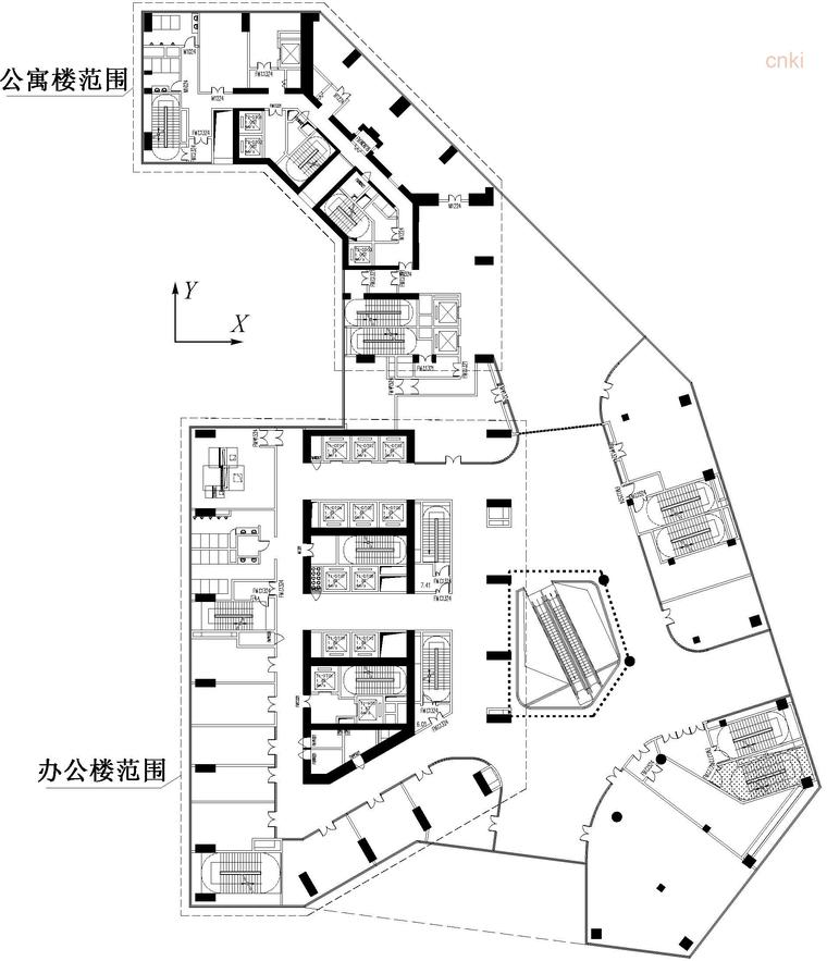 裙房层建筑平面图