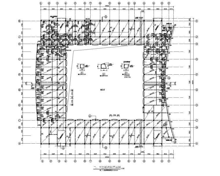 建筑四层教学楼资料下载-四层回字型框架教学楼结构施工图（CAD）