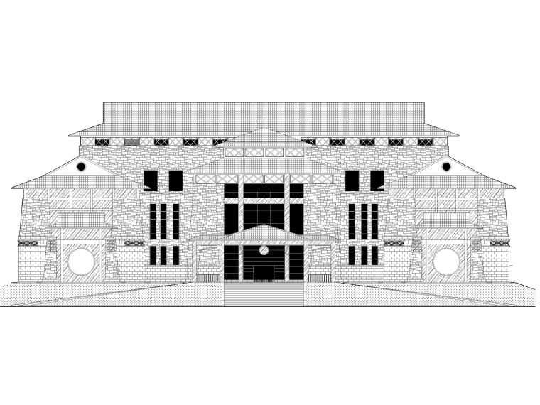 [广西]大化瑶族自治县民族博物馆建筑施工图-建筑立面图