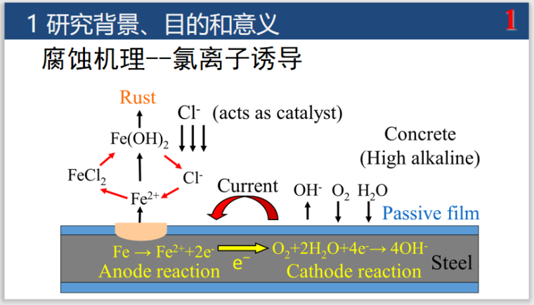 钢筋学习ppt资料下载-海工混凝土中钢筋宏电池腐蚀防护技术（PPT