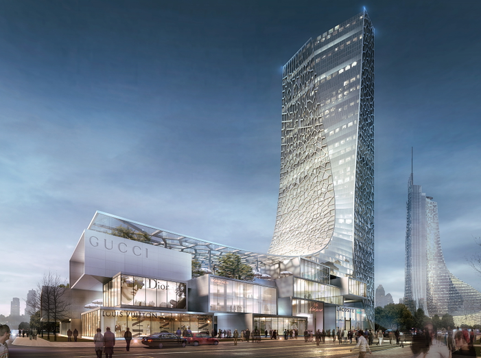 高层酒店建筑效果图psd分层模板素材①_8套