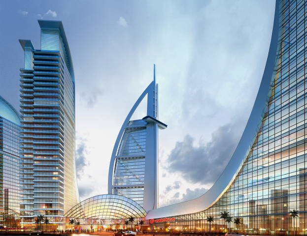 高层酒店建筑效果图psd分层模板素材①_8套