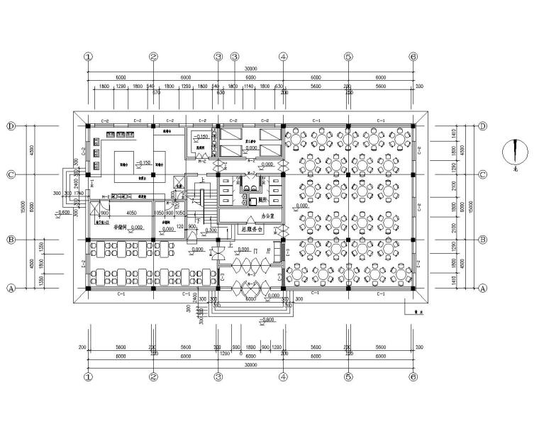 三层框架建筑结构资料下载-三层饭店混凝土框架结构施工图CAD含建筑图