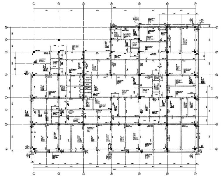 某五层教工活动中心框架结构施工图（CAD）-结构配筋图