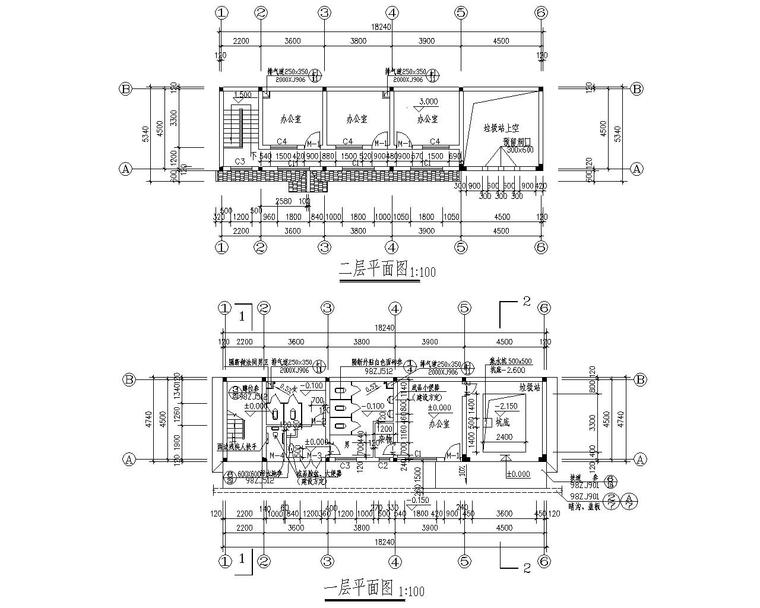 医院垃圾站钢结构施工图资料下载-厕所垃圾站环卫办公用房结构施工图（CAD）