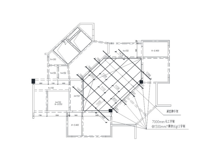 住宅小区工程悬挑式脚手架安全专项施工方案-05 采光井脚手架平面图