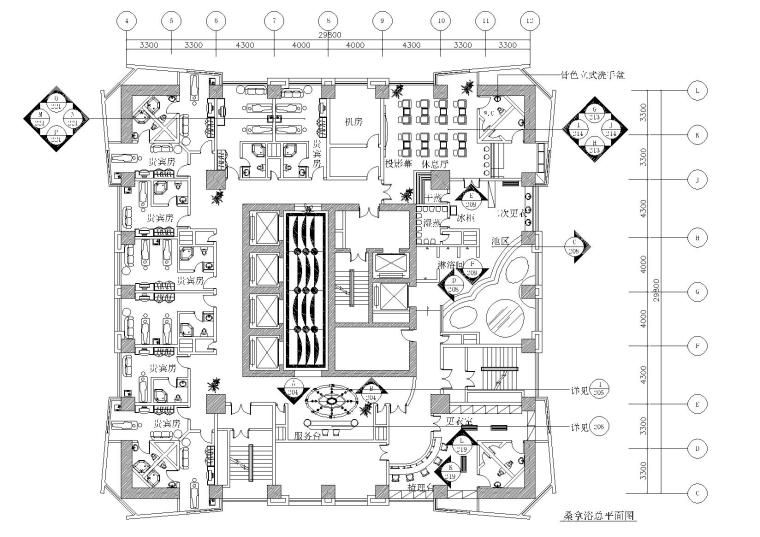 现代休闲餐厅设计资料下载-现代休闲桑拿休闲会所设计施工图