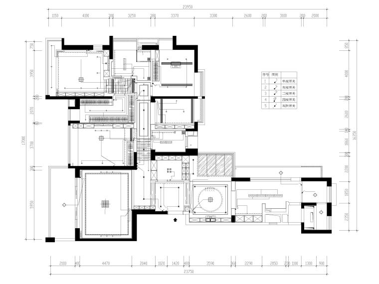 [深圳]240㎡现代三居室平层样板间施工图-照明电路图