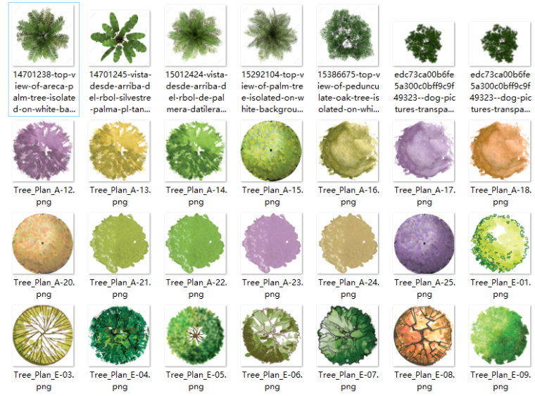 总平面图填色参考资料下载-67颗经典国外顶视图树集合_总平面图必备