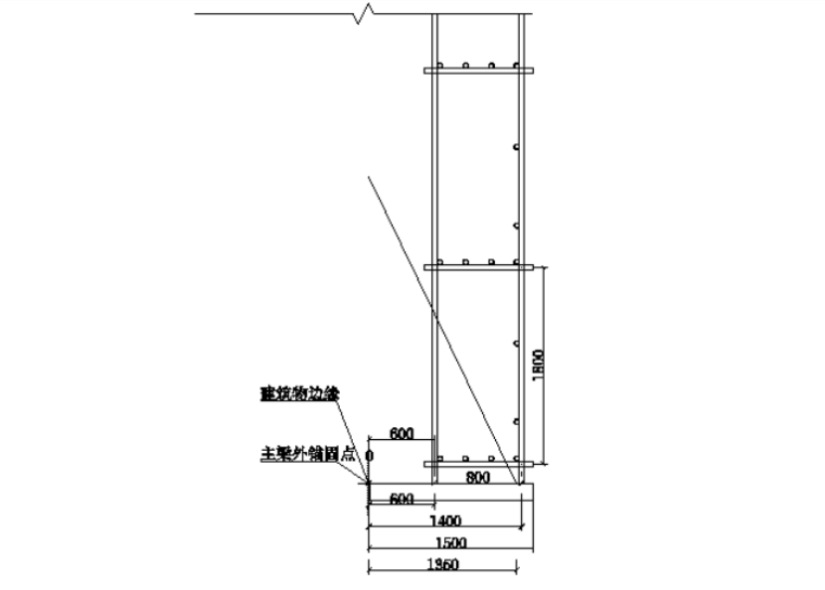 高层框剪结构斜拉式型钢悬挑脚手架施工方案-03 侧面图