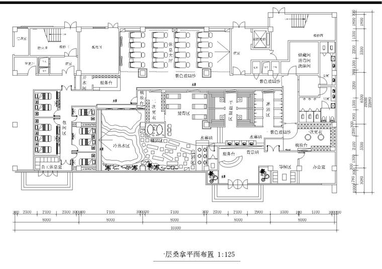 500住宅施工图资料下载-500㎡简约桑拿会所休闲装修施工图