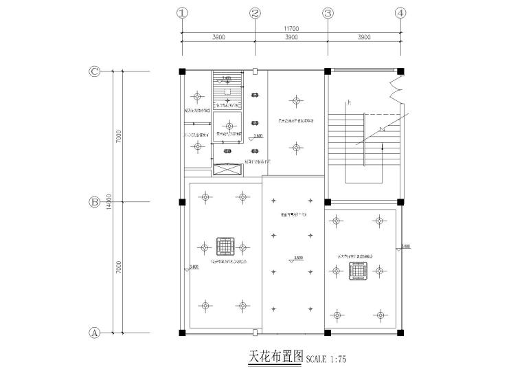 [江苏]常州VK发型威肯美发沙龙室内施工图-天花布置图22