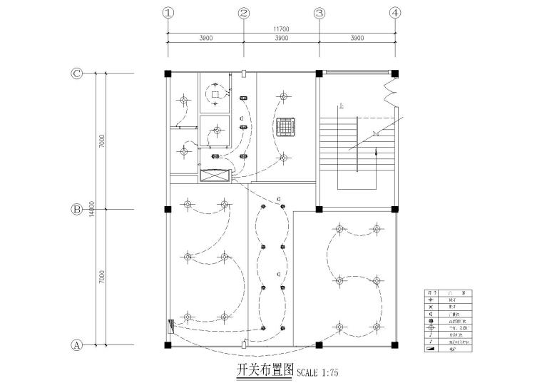 [江苏]常州VK发型威肯美发沙龙室内施工图-开关布置图1