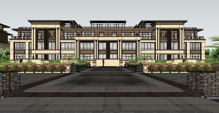 新别墅模型资料下载-知名企业新亚洲风格别墅建筑模型设计
