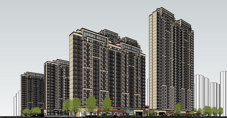 纽约典雅的住宅改造室资料下载-[江苏]现代典雅未来城住宅建筑模型