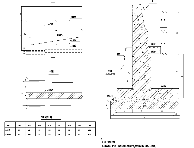 [安徽]双向八车道城市主干路立交工程设计图-挡墙段结构设计图
