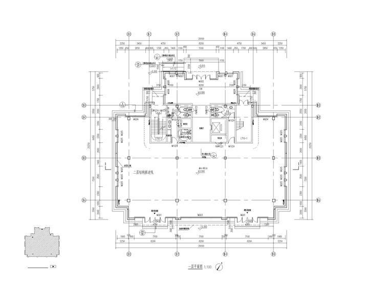 [上海]高层商办楼_人才公寓建筑施工图-总部办公楼一层平面图