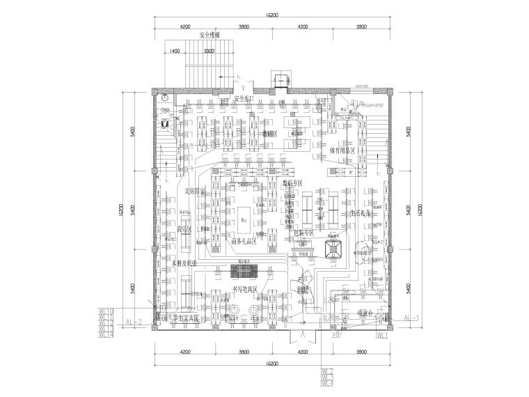 ​[沈阳]520㎡文华书店设计施工图+3D模型-一层照明平面图