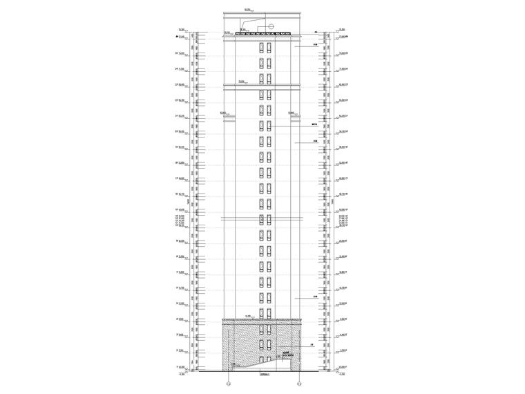 [上海]高层商办楼_人才公寓建筑施工图-1#楼立面图2