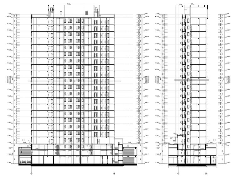 [上海]高层商办楼_人才公寓建筑施工图-1#楼剖面图