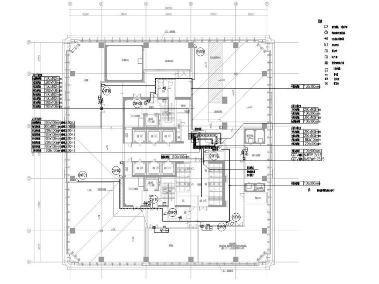 42层综合楼电气施工图（内容超全）-[广东]超高层写字楼电气施工图-3弱电平面图