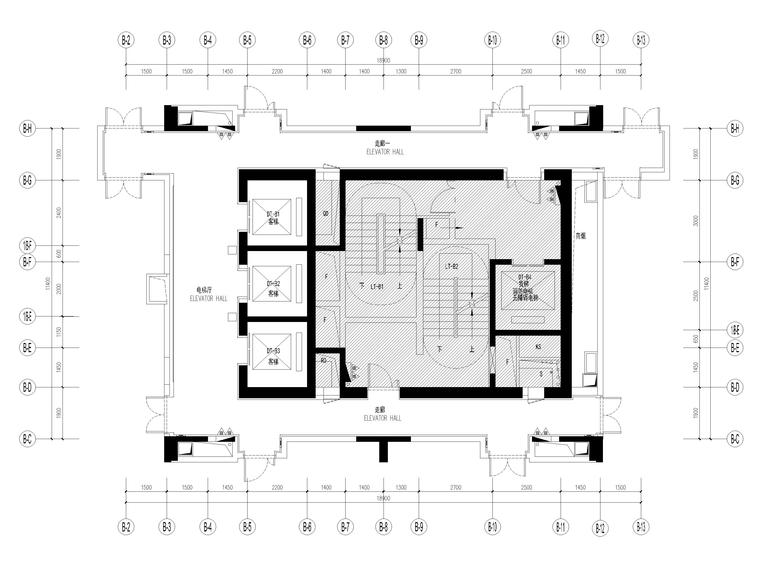 [广东]商住楼公寓首层公区及两套样板间图纸-公寓6~17层标准层平面图