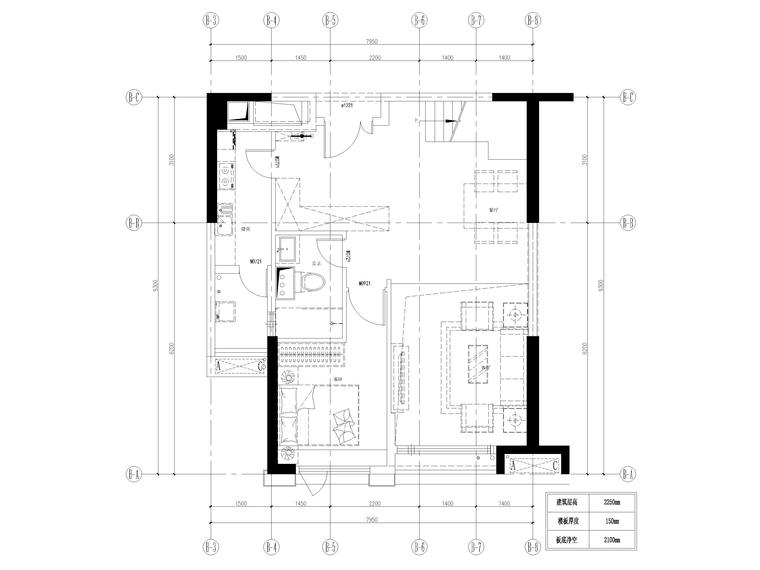 [广东]商住楼公寓首层公区及两套样板间图纸-B3户型首层建筑资料平面图