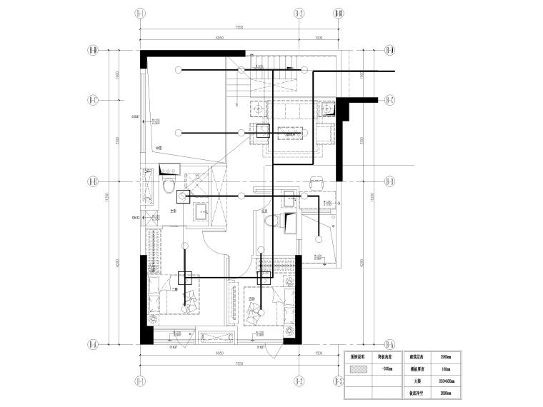 [广东]商住楼公寓首层公区及两套样板间图纸-B4户型夹层建筑资料平面图