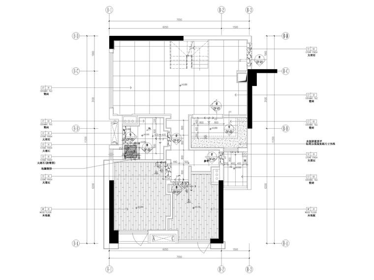 [广东]商住楼公寓首层公区及两套样板间图纸-B4户型首层地面铺装图