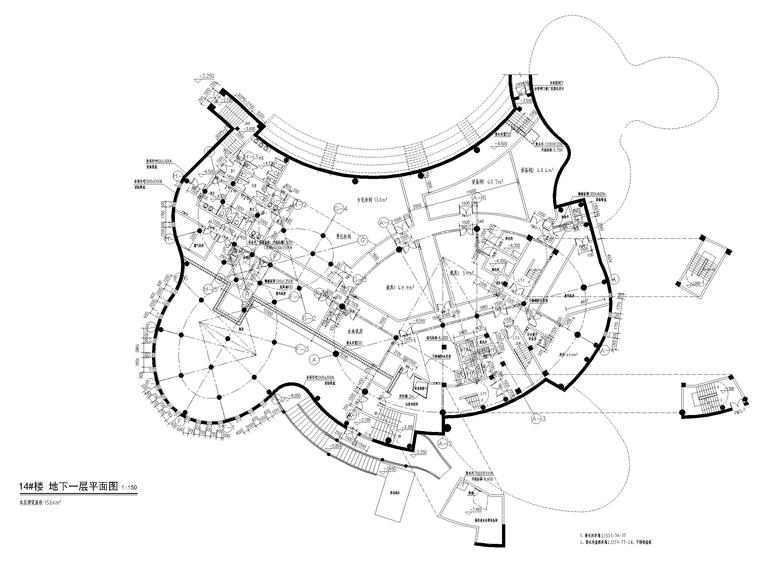 青田旅游度假渔村餐厅建筑施工图-地下一层平面图