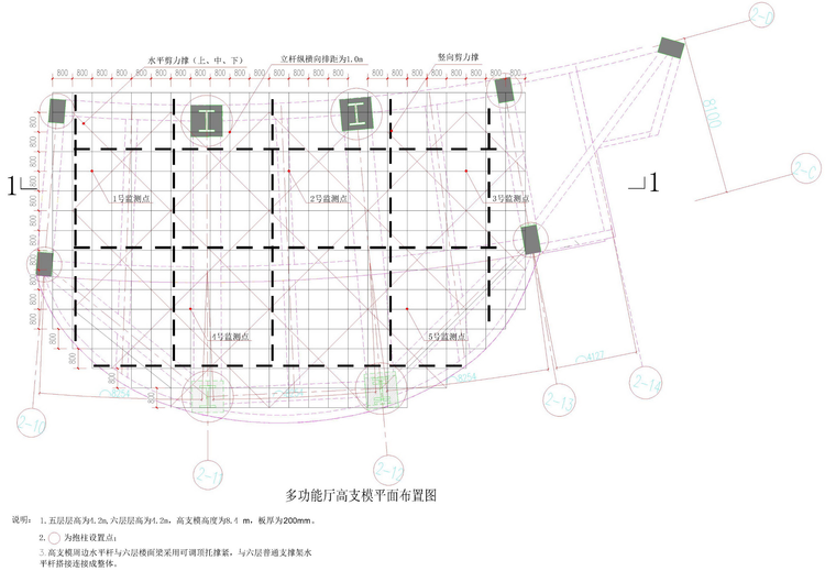 [广西]高层大型医院高支模专家论证方案2020-多功能厅高支模平面布置图