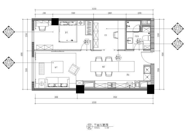 现代衣柜su资料下载-现代风格公寓型住宅设计施工图