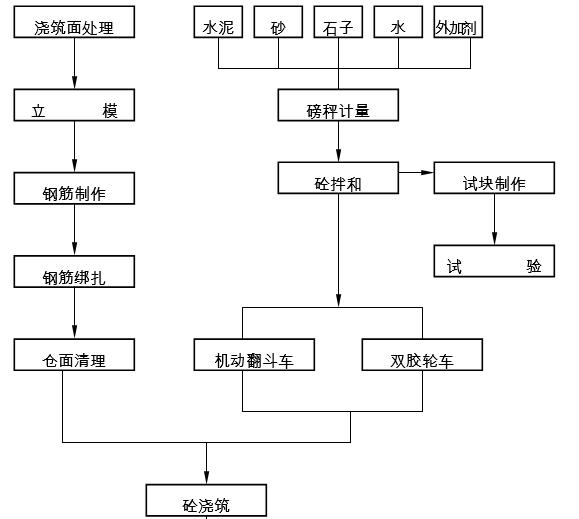 砼施工工艺流程图
