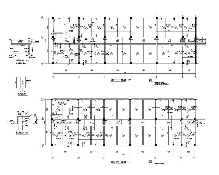 某宿舍施工平面布置图资料下载-某四层宿舍楼混凝土结构施工图（CAD）