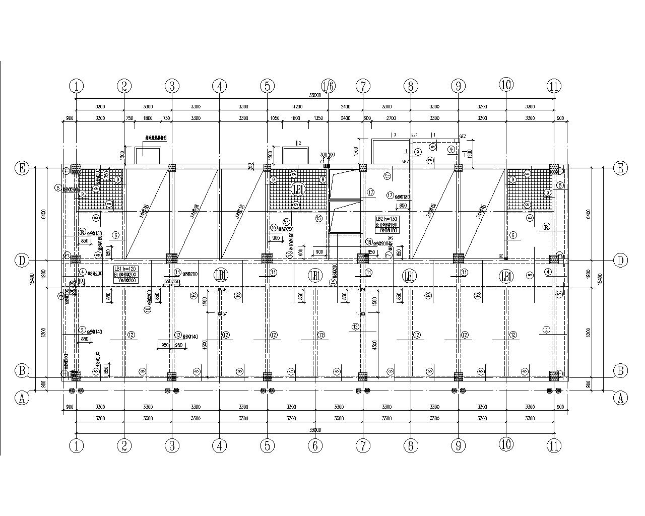 七层办公客房混凝土框架结构施工图(cad)