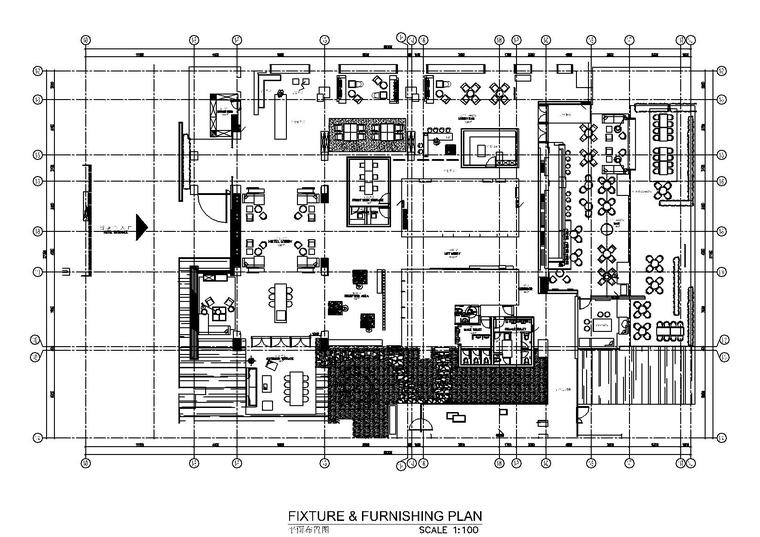 [福建]厦门五星级度假酒店施工图_附效果图-大堂平面布置图