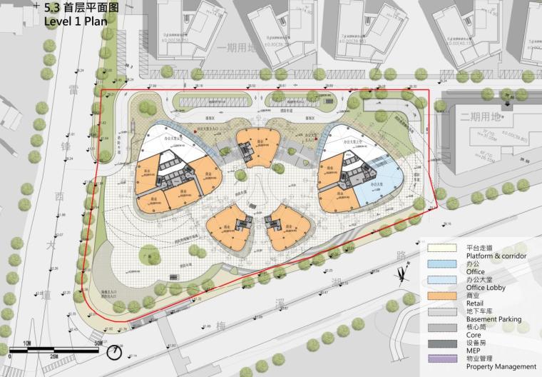 [湖南]现代风格国际研发中心办公建筑设计-首层平面图