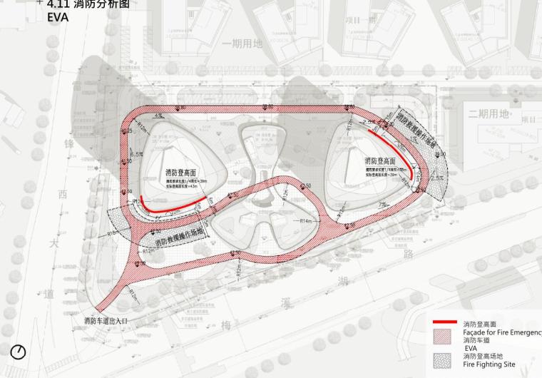 [湖南]现代风格国际研发中心办公建筑设计-消防分析图