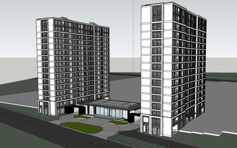 杭州高层住宅模型资料下载-杭州知名企业主入口+高层住宅建筑模型设计