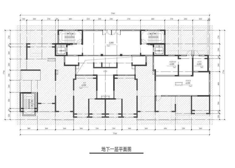 [上海]虹口自持商业+住宅建筑方案设计-地下一层平面图