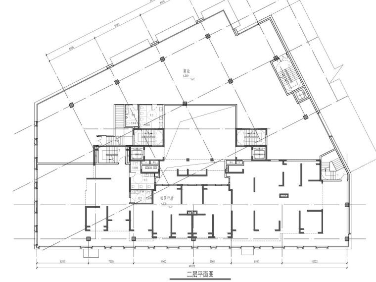 [上海]虹口自持商业+住宅建筑方案设计-二层平面图