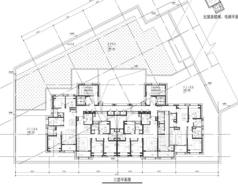 [上海]虹口自持商业+住宅建筑方案设计-三层平面图