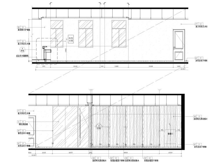 ​[顺德]240㎡渔人码头餐厅室内装修施工图-大厅空间立面图