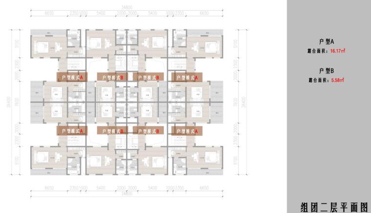 [陕西]新中式风格别墅住宅方案建筑设计-组团二层平面图