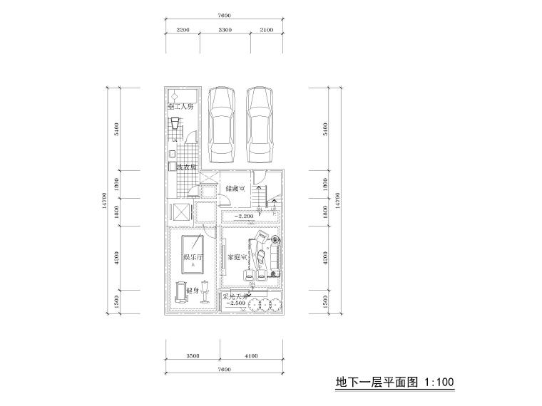 18层小三房户型设计资料下载-低层别墅联排三房两开间户型图CAD-160㎡