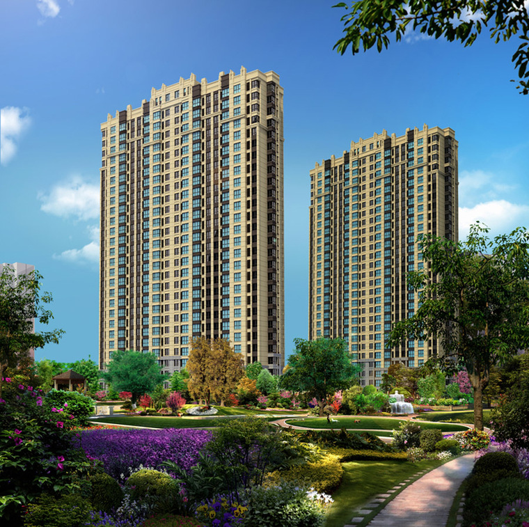[分享]小区高层住宅楼建筑外观设计案例效果图