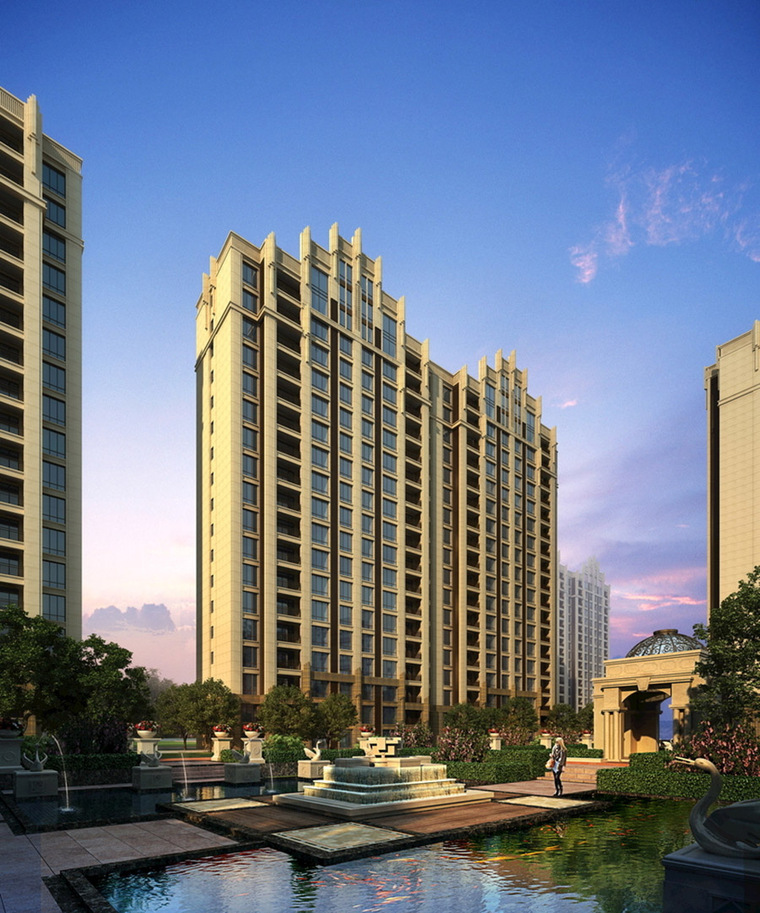 [分享]小区高层住宅楼建筑外观设计案例效果图