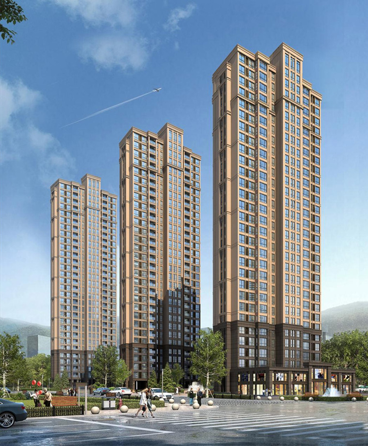 [分享]小区高层住宅楼建筑外观设计案例效果图