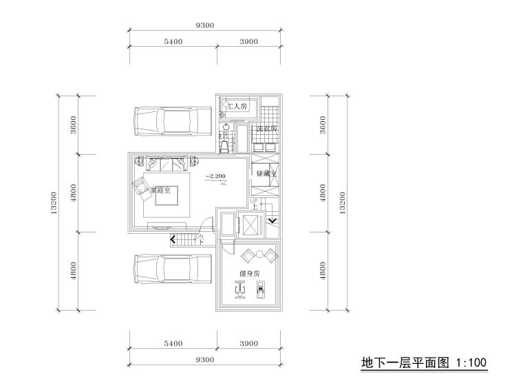 cad五房户型设计资料下载-合院四房3层两开间户型图CAD_200㎡
