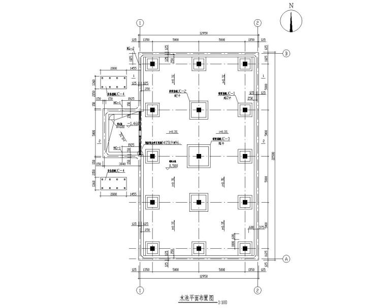 建筑施工图设计厂区规划资料下载-某厂区循环水池混凝土结构施工图（CAD）